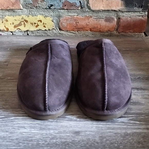 206 Collective Mens Sheep Fur Shearling Lined Slide Slipper Shoe Brown Size 12 - Picture 7 of 14